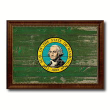 Load image into Gallery viewer, Washington State Vintage Flag Canvas Print with Brown Picture Frame Home Decor Man Cave Wall Art Collectible Decoration Artwork Gifts
