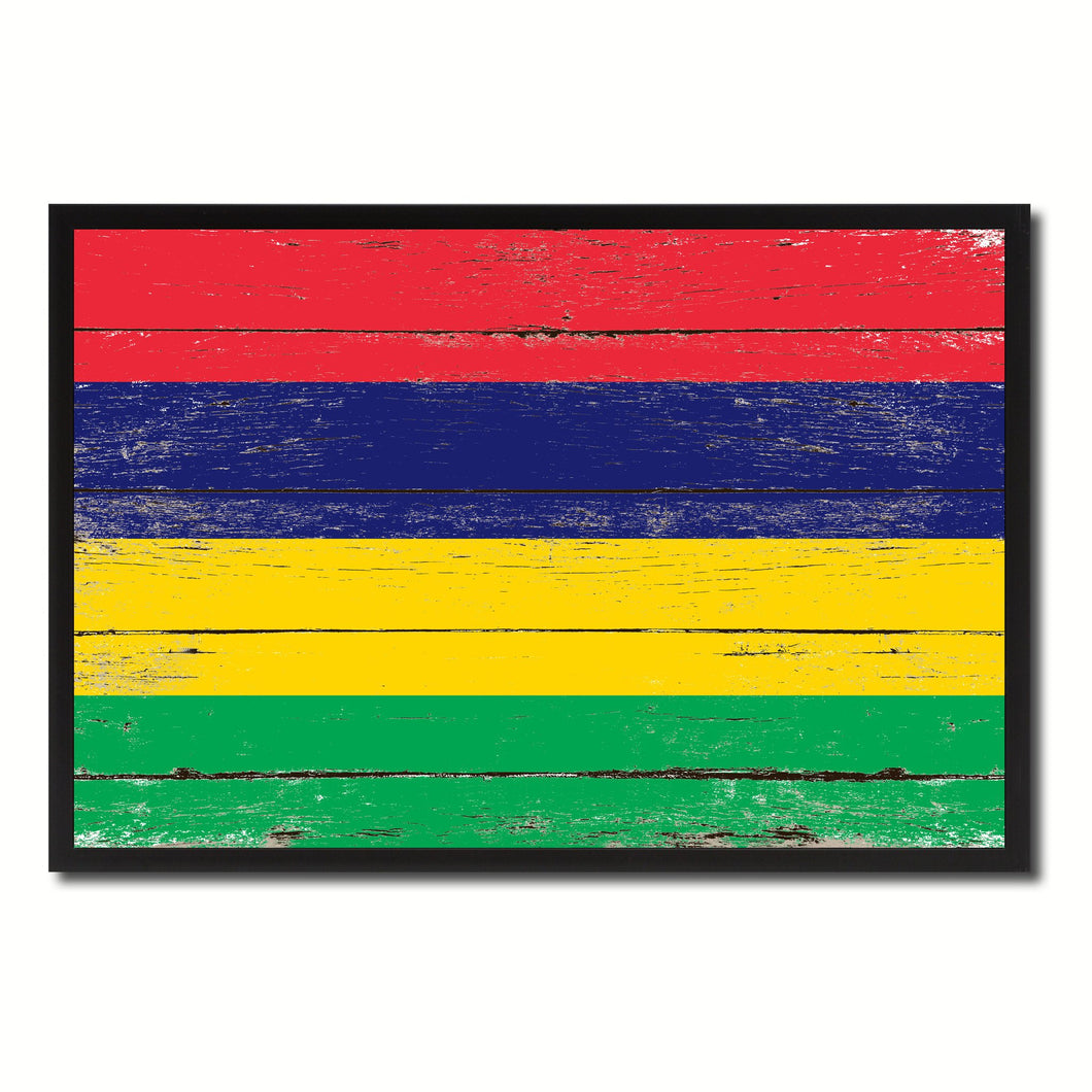 Mauritius Country National Flag Vintage Canvas Print with Picture Frame Home Decor Wall Art Collection Gift Ideas