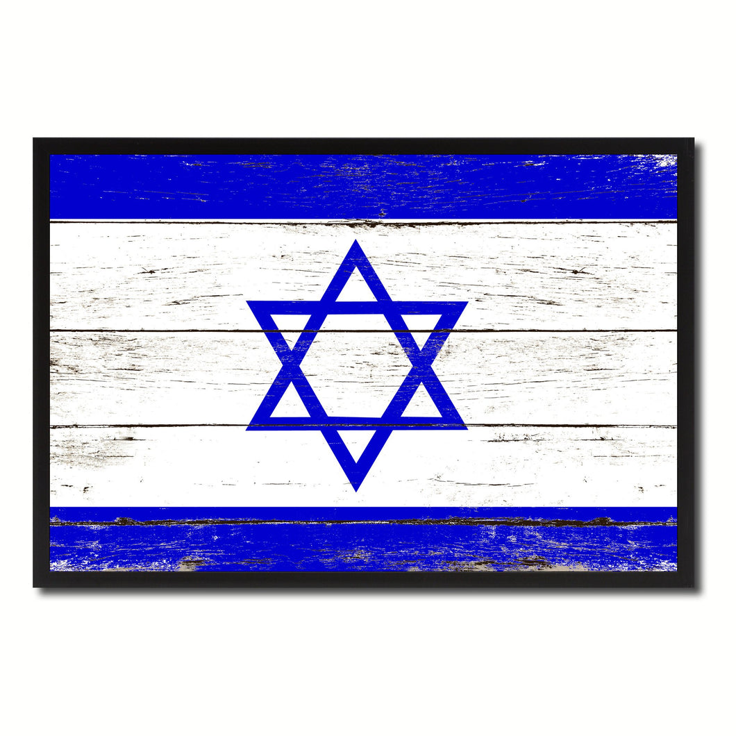 Israel Country National Flag Vintage Canvas Print with Picture Frame Home Decor Wall Art Collection Gift Ideas
