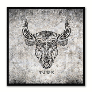 Zodiac Taurus Horoscope Black Canvas Print, Black Picture Frame Home Decor Wall Art Gift Ideas