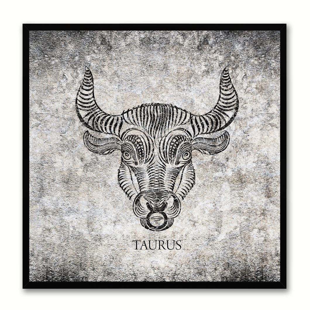 Zodiac Taurus Horoscope Black Canvas Print, Black Picture Frame Home Decor Wall Art Gift Ideas