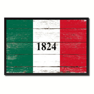 Texas 1824 ALAMO Historical Battle Military Flag Vintage Canvas Print with Picture Frame Home Decor Man Cave Wall Art Collectible Decoration Artwork Gifts