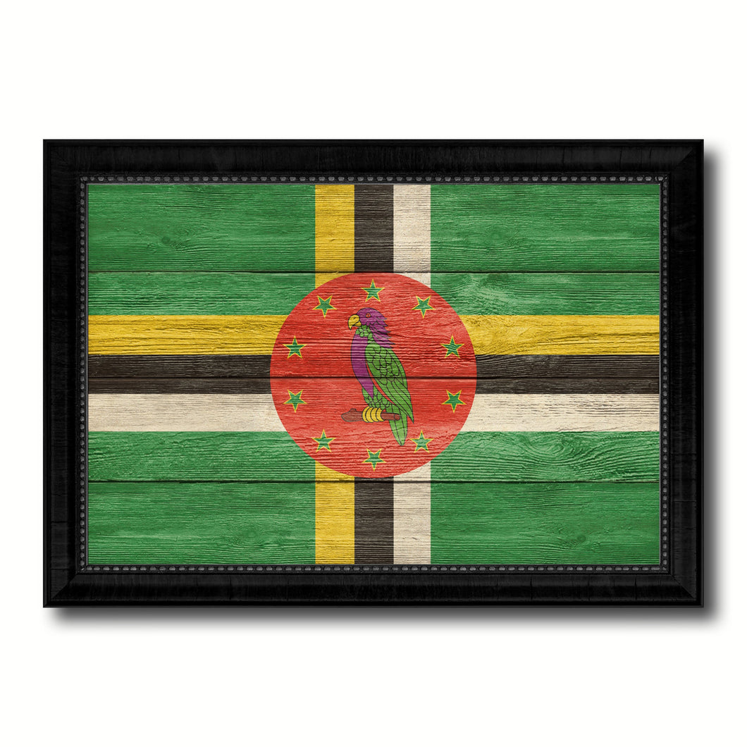 Dominica Country Flag Texture Canvas Print with Black Picture Frame Home Decor Wall Art Decoration Collection Gift Ideas
