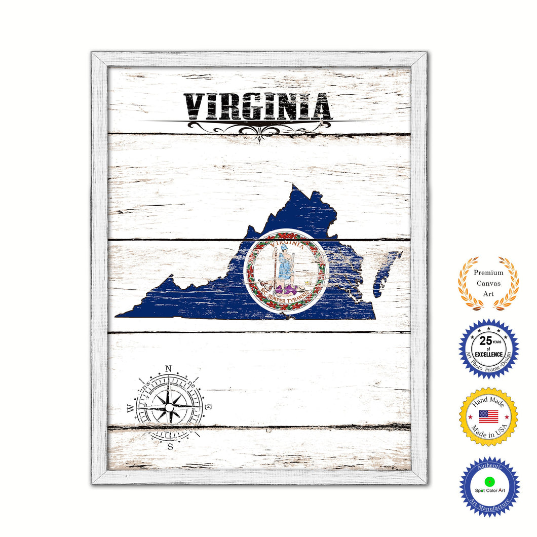 Virginia Flag Gifts Home Decor Wall Art Canvas Print with Custom Picture Frame