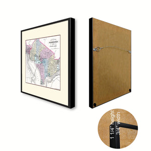 Washington DC Vintage Antique Map Wall Art Home Decor Gift Ideas Canvas Print Custom Picture Frame