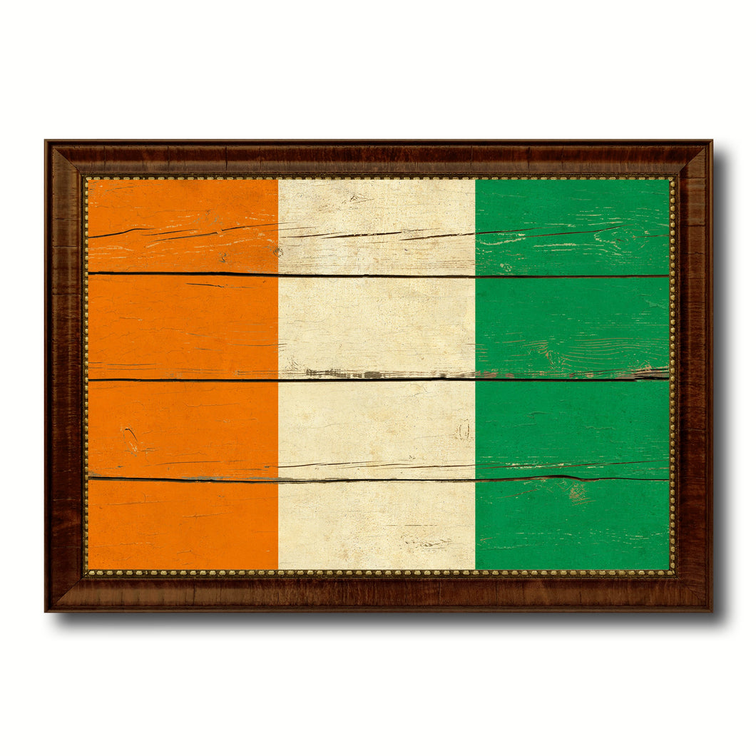 Cote D'Ivoire Country Flag Vintage Canvas Print with Brown Picture Frame Home Decor Gifts Wall Art Decoration Artwork