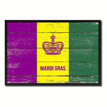 Load image into Gallery viewer, New Orleans Mardi Gras Flag Vintage Canvas Print with Black Picture Frame Home Decor Wall Art Collectible Decoration Artwork Gifts
