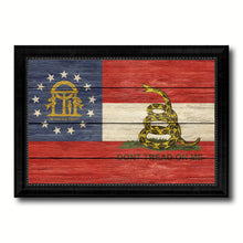 Load image into Gallery viewer, Gadsden Don&#39;t Tread On Me Georgia State Military Flag Texture Canvas Print with Black Picture Frame Gift Ideas Home Decor Wall Art
