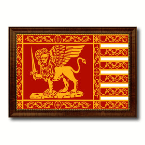Republic of Venice City Italy Country Flag Canvas Print Brown Picture Frame