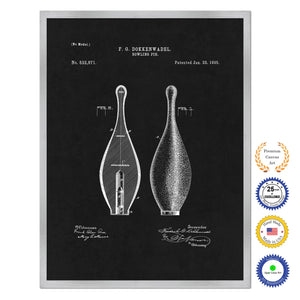 1895 Bowling Pin Old Patent Art Print on Canvas Custom Framed Vintage Home Decor Wall Decoration Great for Gifts