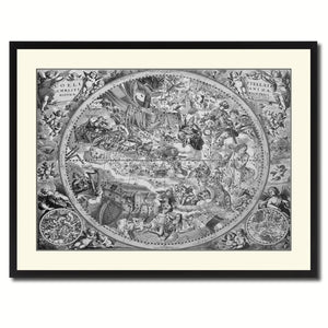 Christian Celestial Hemisphere Vintage B&W Map Canvas Print, Picture Frame Home Decor Wall Art Gift Ideas