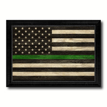 Load image into Gallery viewer, Thin Green Line Support Border Patrol American USA Flag Texture Canvas Print with Black Picture Frame Gift Ideas Home Decor Wall Art
