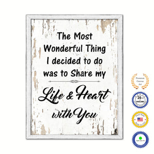 The Most Wonderful Thing I Decided To Do Was To Share Vintage Saying Gifts Home Decor Wall Art Canvas Print with Custom Picture Frame