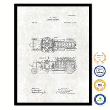 Load image into Gallery viewer, 1909 Firefighter Gasoline Fire Engine Vintage Patent Artwork Black Framed Canvas Print Home Office Decor Great for Firefighter Fireman Firewoman
