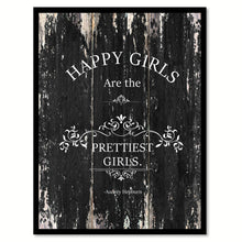 Load image into Gallery viewer, Happy girls are the prettiest girls - Audrey Hepburn Vintage Saying Gifts Home Decor Wall Art Canvas Print with Custom Picture Frame, Black
