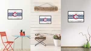 Cincinnati City Ohio State Flag Vintage Canvas Print with Black Picture Frame Home Decor Wall Art Collectible Decoration Artwork Gifts