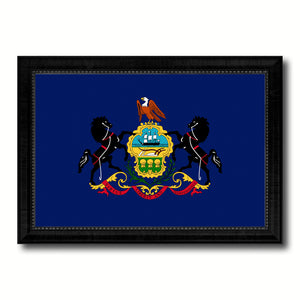 Pennsylvania State Flag Canvas Print with Custom Black Picture Frame Home Decor Wall Art Decoration Gifts