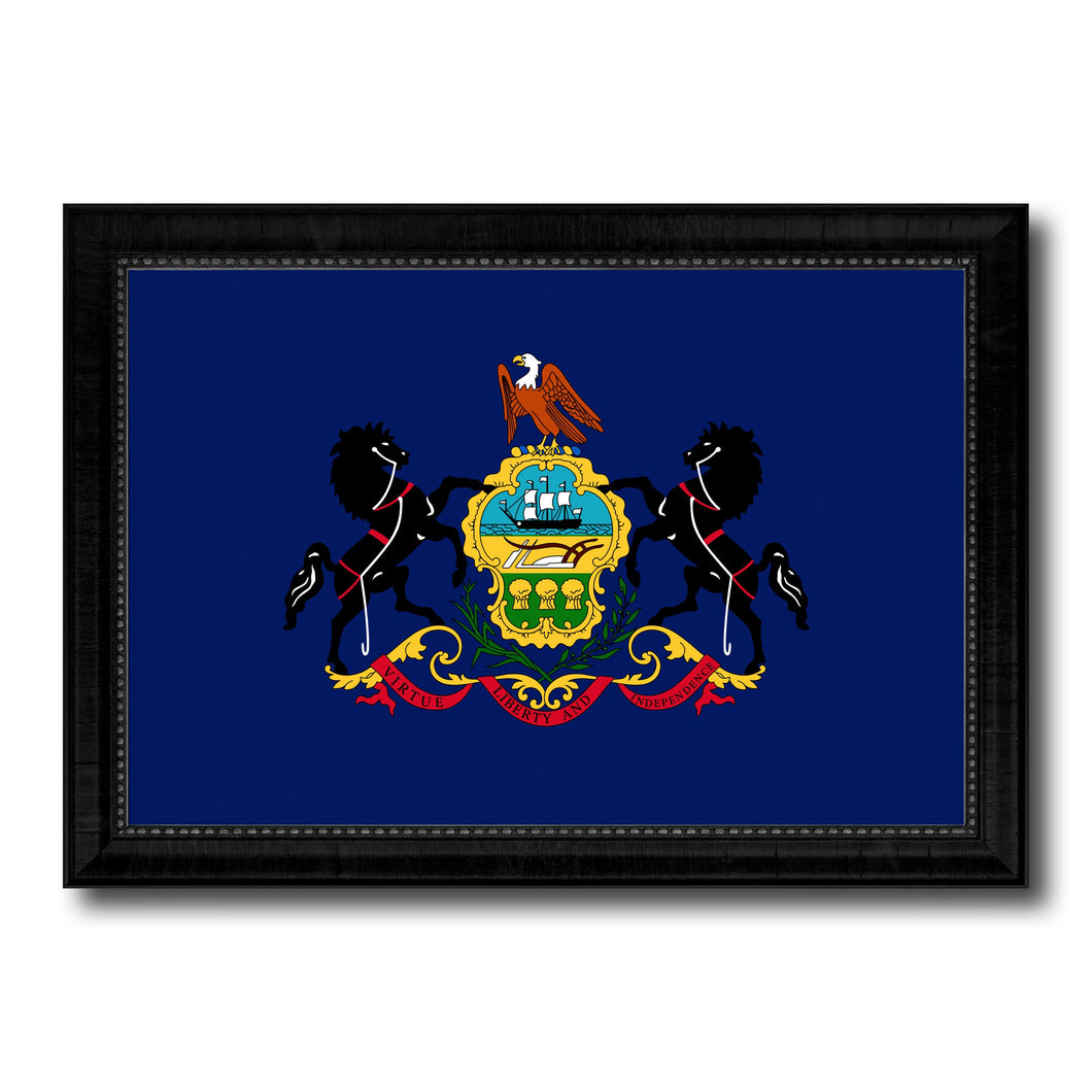 Pennsylvania State Flag Canvas Print with Custom Black Picture Frame Home Decor Wall Art Decoration Gifts