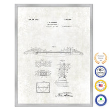 Load image into Gallery viewer, 1923 Long Span Bridge Antique Patent Artwork Silver Framed Canvas Print Home Office Decor Great Gift for Engineers Architects Construction Workers
