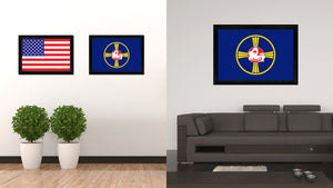 Omaha City Nebraska State Flag Canvas Print Black Picture Frame