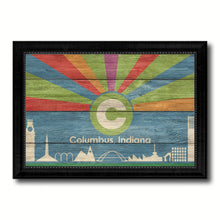Load image into Gallery viewer, Columbus City Indiana State Texture Flag Canvas Print Black Picture Frame
