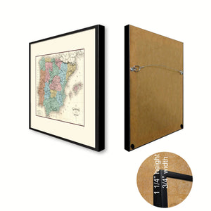 Spain Portugal Vintage Antique Map Wall Art Home Decor Gift Ideas Canvas Print Custom Picture Frame