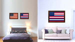 Serapis John Paul Joans Historical Revolutionary flag Canvas Print with Brown Picture Frame Home Decor Wall Art Gift Ideas