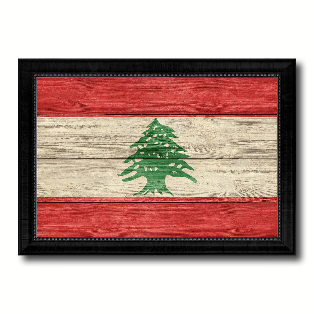 Lebanon Country Flag Texture Canvas Print with Black Picture Frame Home Decor Wall Art Decoration Collection Gift Ideas