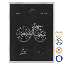 Load image into Gallery viewer, 1869 Velocipede Old Patent Art Print on Canvas Custom Framed Vintage Home Decor Wall Decoration Great for Gifts

