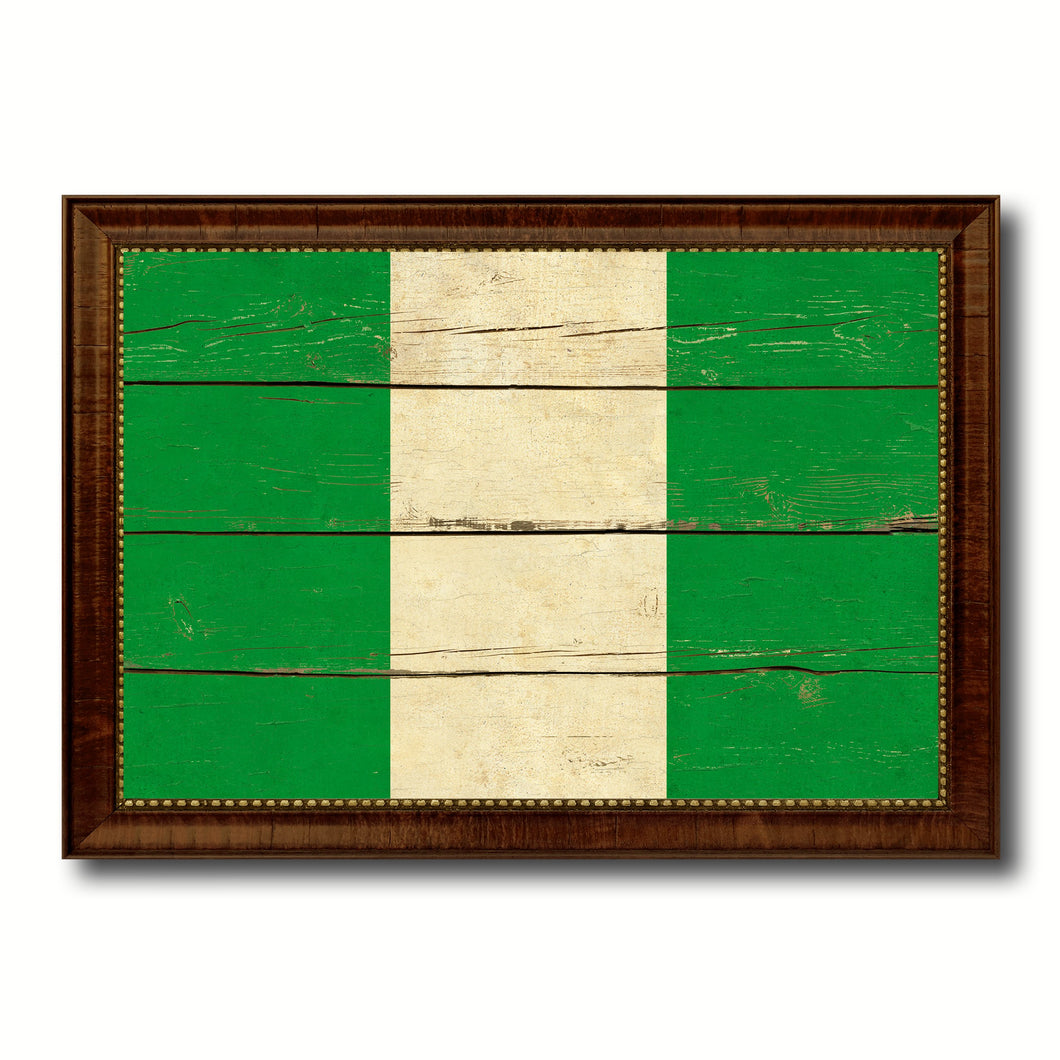 Nigeria Country Flag Vintage Canvas Print with Brown Picture Frame Home Decor Gifts Wall Art Decoration Artwork