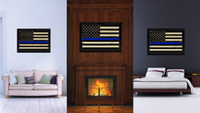 Load image into Gallery viewer, Thin Blue Line Honoring our Men and Women of Law Enforcement American Police USA Flag Vintage Canvas Print with Black Picture Frame Home Decor Wall Art Decoration Gift Ideas
