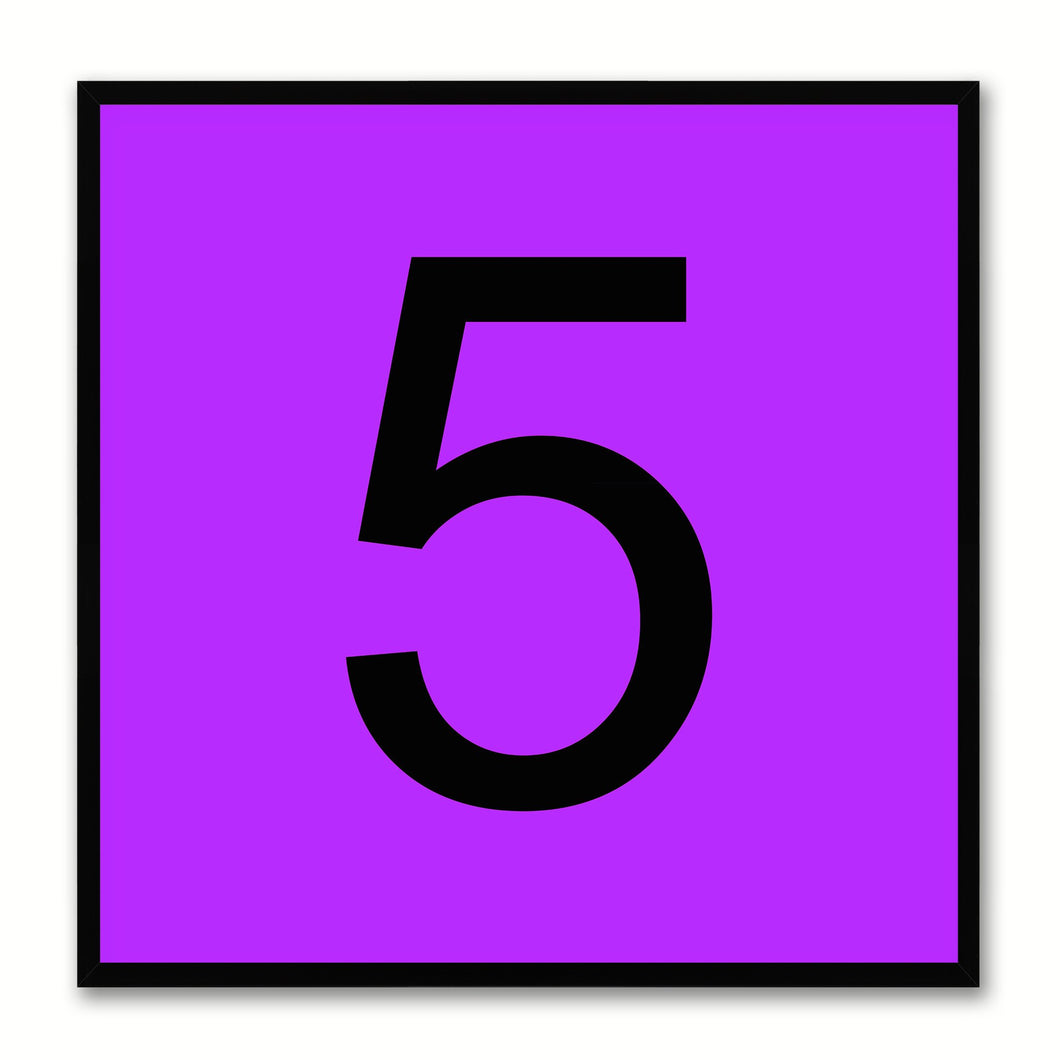 Number 5 Purple Canvas Print Black Frame Kids Bedroom Wall Décor Home Art