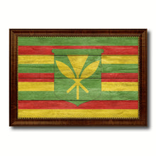 Load image into Gallery viewer, Kanaka Maoli City Hawaii State Texture Flag Canvas Print Brown Picture Frame
