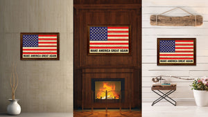 Make America Great Again USA Flag Vintage Canvas Print Brown Picture Frame Gifts Ideas Home Decor Wall Art