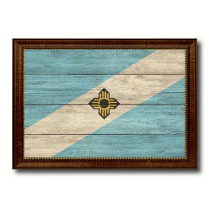 Madison City Wisconsin State Texture Flag Canvas Print Brown Picture Frame
