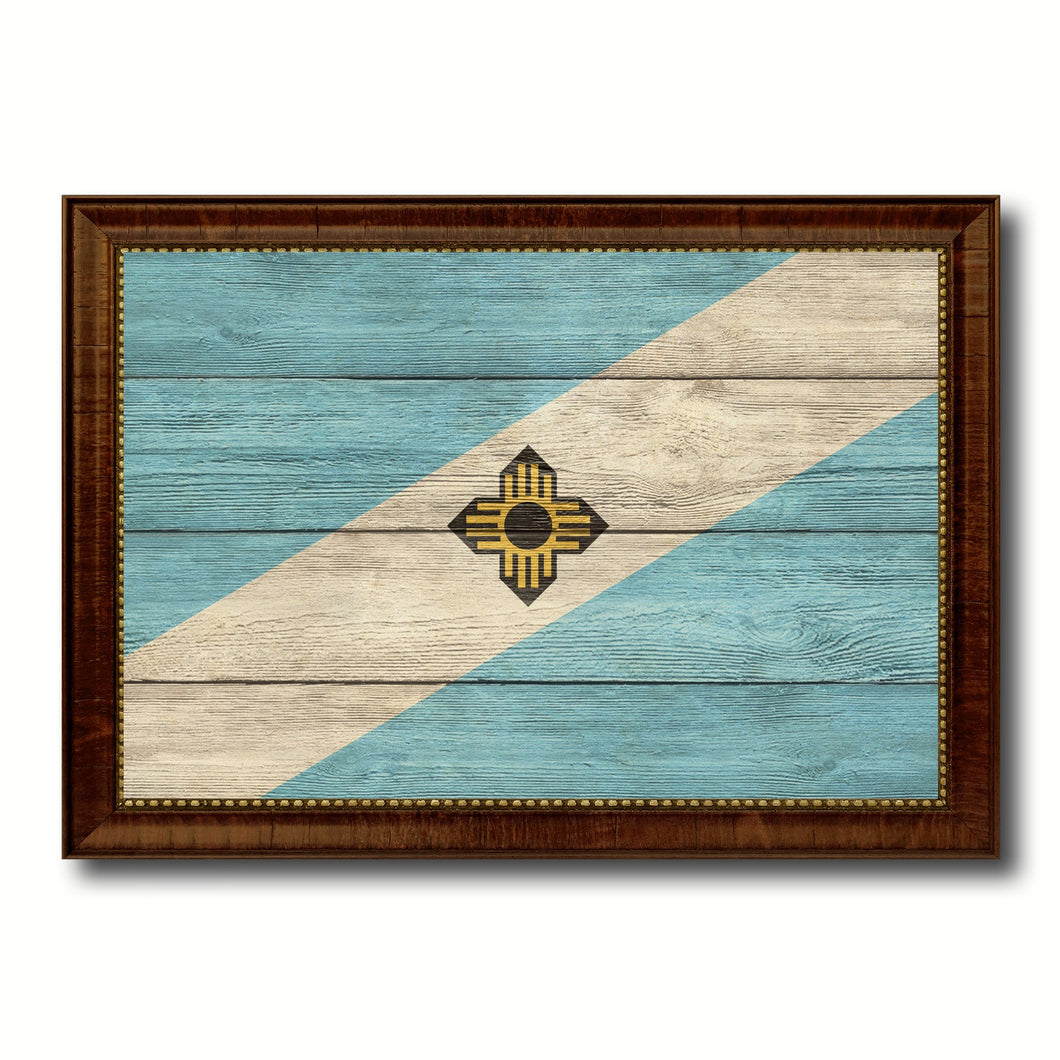 Madison City Wisconsin State Texture Flag Canvas Print Brown Picture Frame