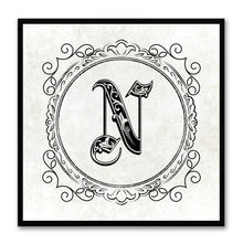 Load image into Gallery viewer, Alphabet N White Canvas Print Black Frame Kids Bedroom Wall Décor Home Art
