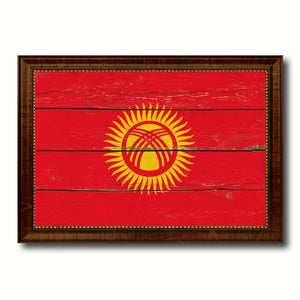 Kyrgyzstan Country Flag Vintage Canvas Print with Brown Picture Frame Home Decor Gifts Wall Art Decoration Artwork