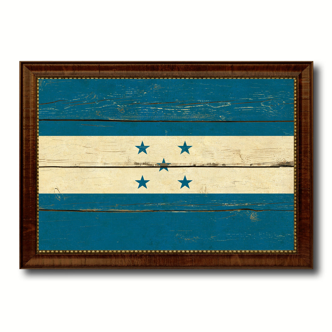 Honduras Country Flag Vintage Canvas Print with Brown Picture Frame Home Decor Gifts Wall Art Decoration Artwork