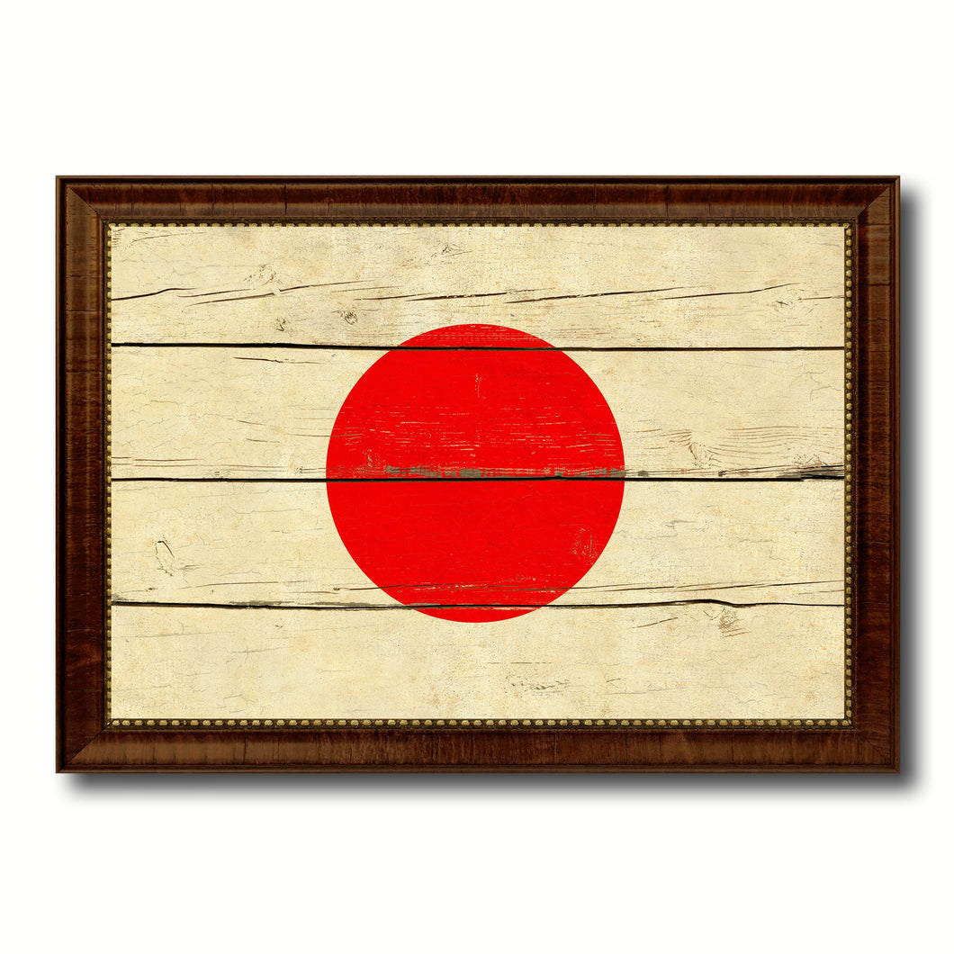 Japan Country Flag Vintage Canvas Print with Brown Picture Frame Home Decor Gifts Wall Art Decoration Artwork