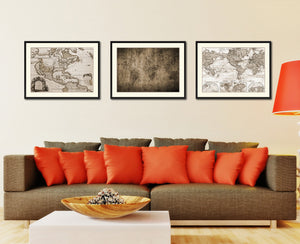 World Vintage Sepia Map Canvas Print, Picture Frame Gifts Home Decor Wall Art Decoration