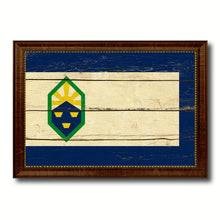 Load image into Gallery viewer, Colorado Springs City Colorado State Vintage Flag Canvas Print Brown Picture Frame
