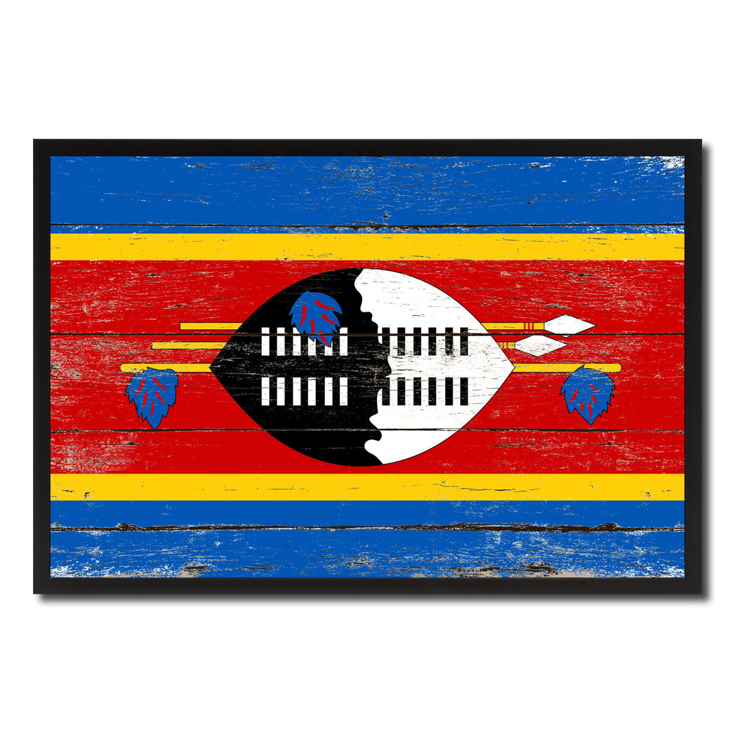 Swaziland Country National Flag Vintage Canvas Print with Picture Frame Home Decor Wall Art Collection Gift Ideas