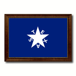 Texas History Lorenzo De Zavala Military Flag Canvas Print with Brown Picture Frame Home Decor Wall Art Gift Ideas