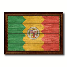Load image into Gallery viewer, Los Angeles City California State Texture Flag Canvas Print Brown Picture Frame
