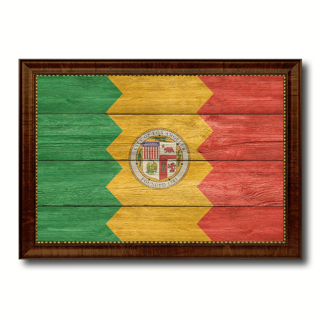 Los Angeles City California State Texture Flag Canvas Print Brown Picture Frame