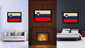Slovenia Country Flag Vintage Canvas Print with Black Picture Frame Home Decor Gifts Wall Art Decoration Artwork
