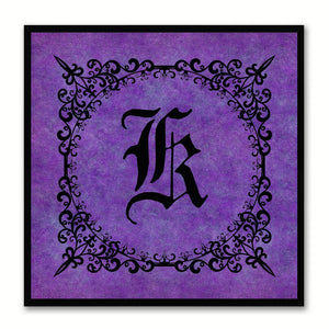 Alphabet K Purple Canvas Print Black Frame Kids Bedroom Wall Décor Home Art