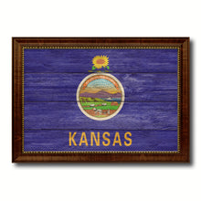 Load image into Gallery viewer, Kansas State Flag Texture Canvas Print with Brown Picture Frame Gifts Home Decor Wall Art Collectible Decoration
