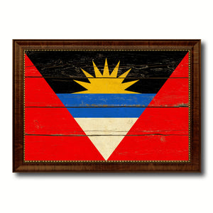 Antigua Barbuda Country Flag Vintage Canvas Print with Brown Picture Frame Home Decor Gifts Wall Art Decoration Artwork